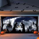 Tampa de porta de garagem Brightown Halloween para 2 carros 7 x 16 pés preta