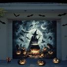 Tampa de porta de garagem Preboun Halloween 213x244cm Poliéster