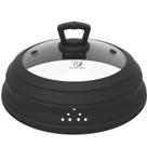 Tampa de respingos de micro-ondas, vidro ventilado com silicone dobrável