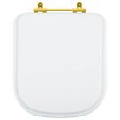 Tampa de Vaso Debba Branco para bacia Roca Com Ferragem Dourada