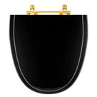 Tampa de Vaso Laqueado Aloha Preto para bacia Celite com Ferragem Dourada Tampa de Vaso Laqueado Aloha Preto para bacia Celite com Ferragem Dourada