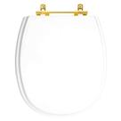 Tampa de Vaso Laqueado Aspen Branco para bacia Deca com Ferragem Dourada