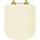 Tampa de Vaso Laqueado Axis Creme para bacia Deca com Ferragem Dourada