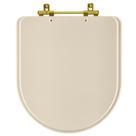 Tampa de Vaso Laqueado Carrara Amendoa para bacia Deca com Ferragem Dourada Tampa de Vaso Laqueado Carrara Amendoa para bacia Deca com Ferragem Dourada