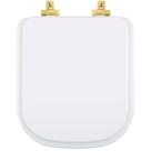Tampa de Vaso Laqueado Com Fechamento Lento Quadra Branco para Louça Deca com Ferragem Dourada Tampa de Vaso Laqueado Com Fechamento Lento Quadra Branco para Louça Deca com Ferragem Dourada