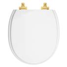 Tampa de Vaso MDF Com Amortecedor Village Branco para bacia Deca com Ferragem Dourada Tampa de Vaso MDF Com Amortecedor Village Branco para bacia Deca com Ferragem Dourada