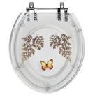 Tampa de Vaso Oval Transparente Avenca Borboleta Amarela Acrilico Tampa de Vaso Oval Transparente Avenca Borboleta Amarela Acrilico