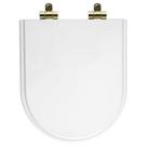Tampa de Vaso Poliéster Com Fechamento Lento Carrara Branco para Louça Deca com Ferragem Dourada Tampa de Vaso Poliéster Com Fechamento Lento Carrara Branco para Louça Deca com Ferragem Dourada