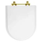 Tampa de Vaso Poliéster Smart Branco para bacia Celite com Ferragem Dourada