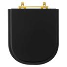 Tampa de Vaso Poliéster Vogue Plus Preto para bacia Deca com Ferragem Dourada Tampa de Vaso Poliéster Vogue Plus Preto para bacia Deca com Ferragem Dourada