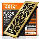 Tampa de ventilação de piso, registro de piso, latão polido vitoriano de 4 x 14 polegadas Tampa de ventilação de piso, registro de piso, latão polido vitoriano de 4 x 14 polegadas