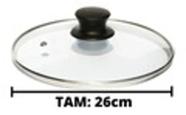 Tampa de Vidro Para Panelas E Frigideiras C/ Puxador tam 26cm