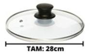 Tampa de Vidro Para Panelas E Frigideiras C/ Puxador tam 28cm