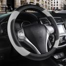Tampa de volante de carro szttswamp Leather Universal Grey
