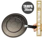 Tampa para fritura 26cm, em alumínio com respiro e cabo