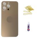 Tampa Traseira De Vidro Para ip 14 Pro Dourado Cola 3ml