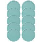 Tampas de contêiner MRX Solutions, pacote com 10, 10,2 cm, redondas, turquesa