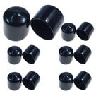 Tampas de Extremidade de Borracha Acocony 2,5 cm PVC Flexível Preto 12 Unidades
