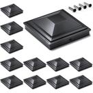 Tampas de poste SideInlar 5x5 pretas, pacote com 12 unidades, ABS impermeável