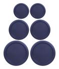 Tampas de reposição para recipientes de pirex para alimentos redondos de vidro (2) 2 xícaras (2) 4 xícaras (2) 7 xícaras (azul marinho)