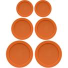 Tampas de reposição para recipientes Pyrex, 2/4/7 xícaras (6 unidades) de laranja