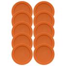 Tampas de reposição para tigelas de vidro Pyrex de 6 e 7 xícaras para armazenamento de alimentos, tampas redondas de plástico de 7,5 polegadas para Pyrex 7402 peças, herméticas e à prova de vazamentos (pacote com 10, laranja)