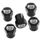 Tampas de válvula com acabamento preto com logotipo Jeep, pacote com 5 Tampas de válvula com acabamento preto com logotipo Jeep, pacote com 5