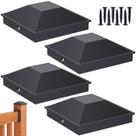 Tampas de vedação Goovilla Black Aluminium 3,5 x 3,5 polegadas, pacote com 4