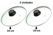 Tampas de Vidro Para Panela Caçarola Frigideira 24cm 2 Unidades Vidro Temperado