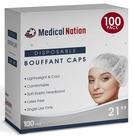Tampas descartáveis Bouffant Medical Nation, tamanho 21, pacote com 100