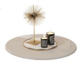 Tampo Redondo 45cm Branco Madeira Mdf Mesa Mesinha Apoio Lateral Canto