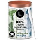 Tampons L. Algodão orgânico regular e super, 30 unidades