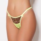 Tanga Animal Print e Renda Cor:Amarelo NeonTamanho:M