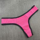 Tanga Fio Cotton Lisa Cor:Viés Preto/PinkTamanho:M