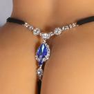 Tanga Fio Dental Azul Ajustável com Strass - Lingerie Y2K