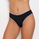 Tanga Fio Duplo Sensual Poliamida Premium Cor:Preto Viés Lilás Tamanho:P