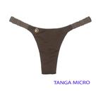 Tanga Flora Capuccino Biquíni Bicolor Fio Dental Elástico Frufru Marquinha de Fita Dupla tonalidade marrom