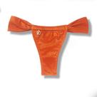 Tanga Gali Crocô Sunset Biquíni Fio Dental Cortininha Regulável Tecido Texturizado Semibrilho Laranja