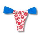 Tanga Gali Scarlet Biquíni Estampado Fio Dental Cortininha Regulável Detalhe Azul