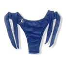 Tanga Mora Crocô Marine Biquíni Azul Fio Duplo Empina Bumbum Amarração Lateral Larga Tecido Texturizado Semibrilho