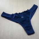 Tanga Renda Drapeada Cor:Azul MarinhoTamanho:GG