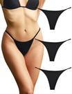 Tangas de algodão KUKU PANDA para mulheres, calcinhas G String, pacote com 3