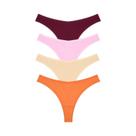 Tangas De Algodão Listradas Para Mulheres, 4 Peças, G-String Sexy, Roupa Íntima T-Back Tangas De Algodão Listradas Para Mulheres, 4 Peças, G-String Sexy, Roupa Íntima T-Back