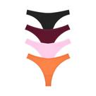 Tangas De Algodão Listradas Para Mulheres, 4 Peças, Sexy G-String T-Back