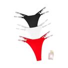Tangas Sexy Femininas De Cintura Baixa 3 Peças Com Cinto Brilhante G-string Confortável Lingerie