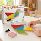 Tangram Educativo Madeira Brinquedo Pedagógico Colorido 7 Pç