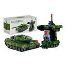 Tanque De Combate Caminhão Robô Bate E Volta Com Luzes E Som Personagem:camuflagensCor:Verde-escuro