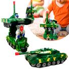 Tanque De Combate Transformar Robô Bate e Volta Música Luzes