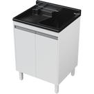 Tanque de Fibra Para Lavanderia Com gabinete MDF 45 Litros Esfregadeira Lateral Entregue Montado