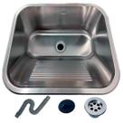 Tanque de Inox Escovado Lavanderia 55x45 Aço Inoxidável com Válvula e Sifão